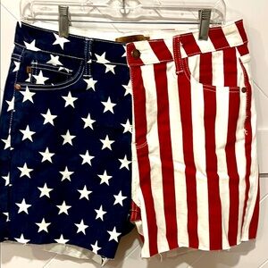 Judy Blue Red and Blue Jean Shorts Patriotic Design